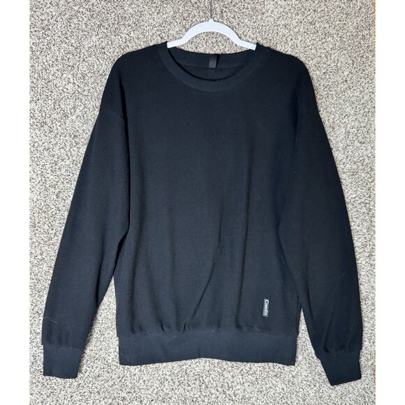 Comfrt Waffle Lounge Long Sleeve Pullover Black Onyx Unisex Sz XS Cozycore Shirt - Picture 1 of 8